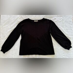 Live To Be Spoiled Long Balloon Sleeve Mixed Fabric Waffle Weave Shirt‎ Sz S EUC